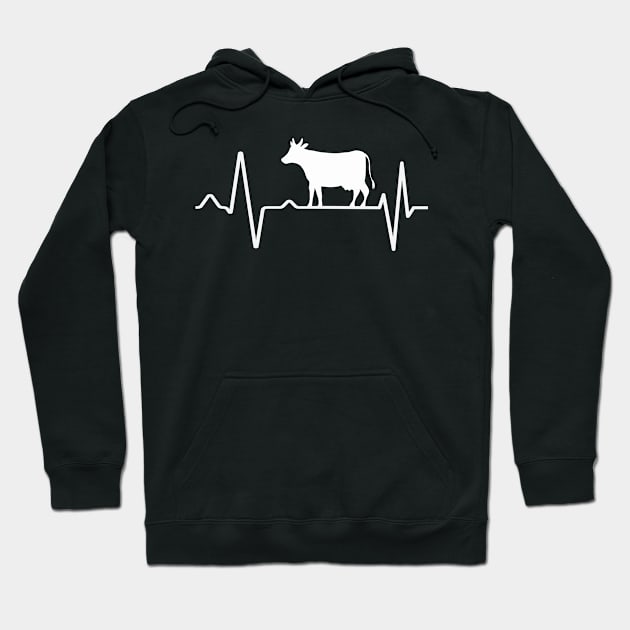 Cow Pulse Heartbeat Cattle Hoodie by Foxxy Merch